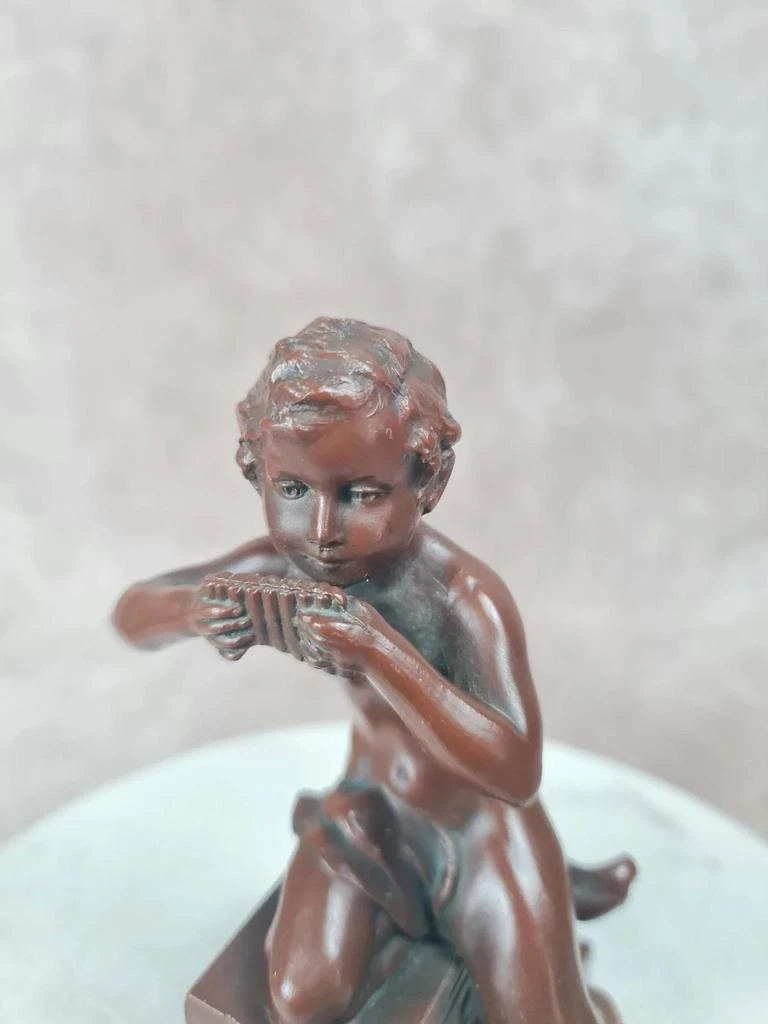 Statuette ancienne faune joueur de flûte de Pan 🗿 déco bronze Xixe – photo 5